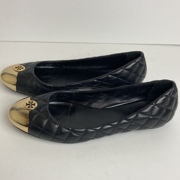 Tory Burch Kaitlin Quilted Leather Gold Toe ballet slip-on flats 6.5 Luxury - Picture 8 of 16